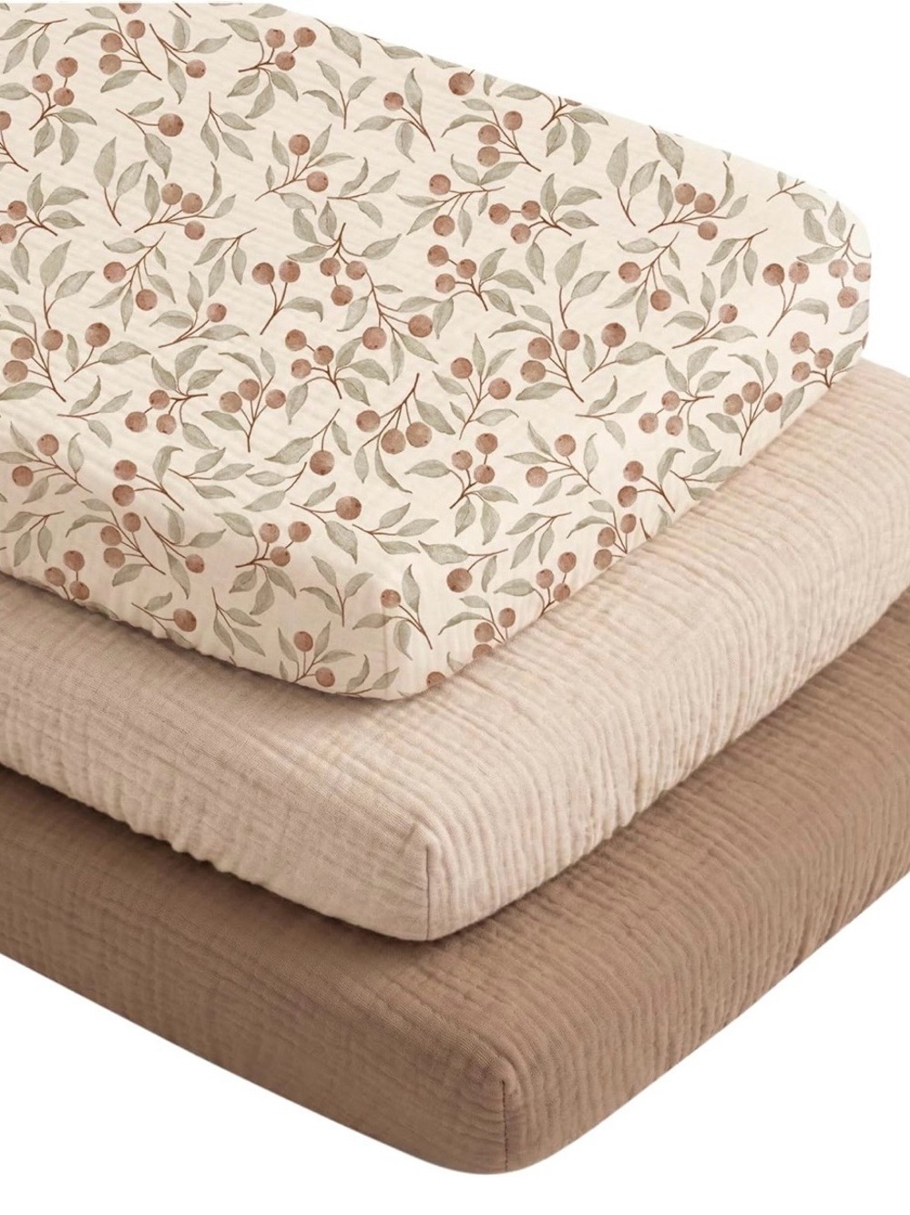 Niceye Muslin Baby Bassinet Sheets 3-Pack 100% Cotton (33" x 21")